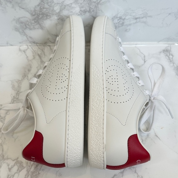 Gucci White Sneakers with Red Heel - Picture 9 of 13